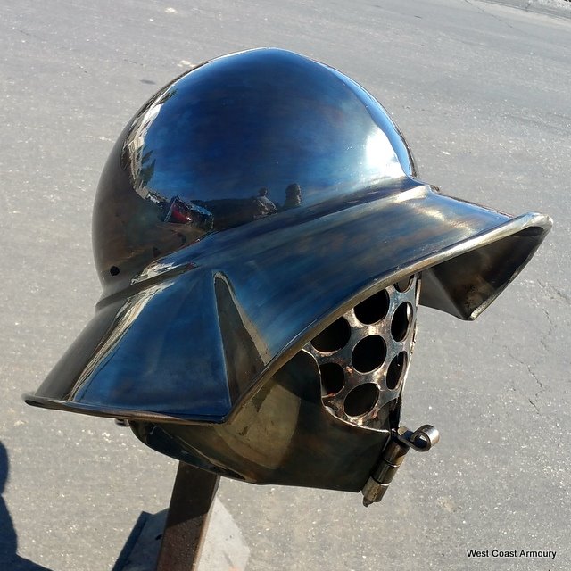 Helmet Gallery:  Murmillo helm with 12ga stainless perf faceplate