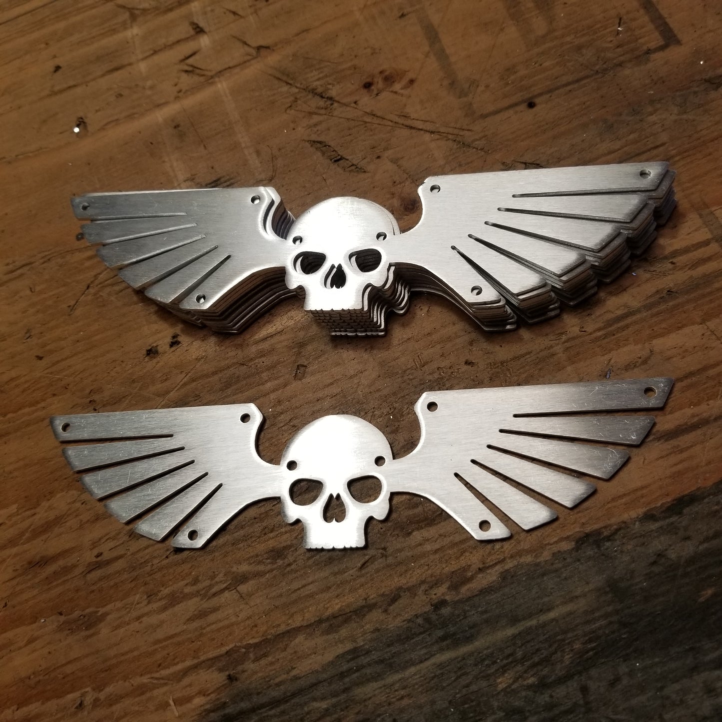 In Stock Reliquary: Aluminum 7.5 Inch Wide Imperialis Symbol (Winged Skull)