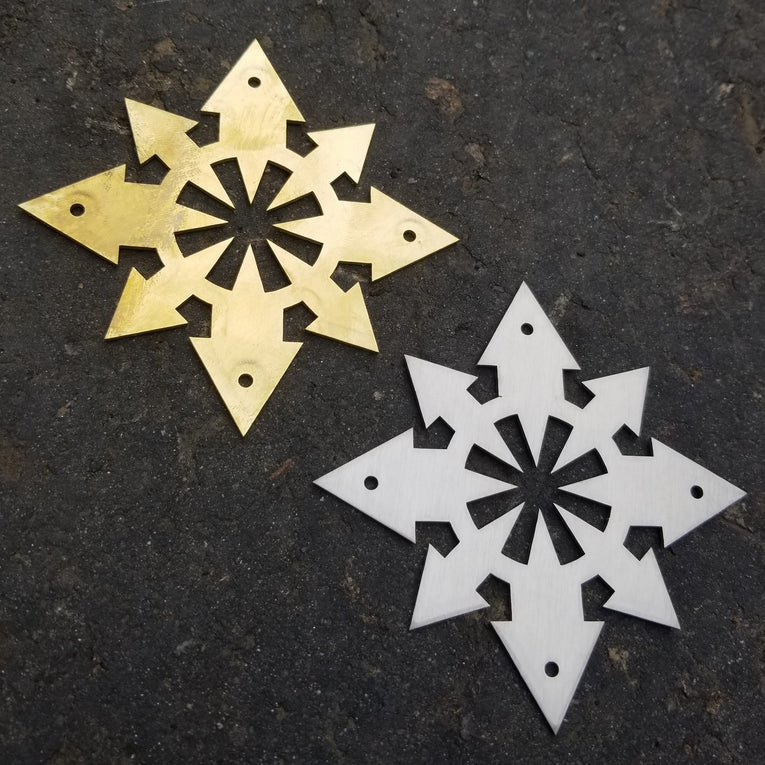 In Stock Reliquary: Brass 4 Inch Chaos Star V4